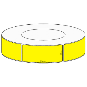 30x73mm Yellow Direct Thermal Permanent Label, 1950 per roll, 76mm core