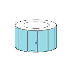32x15mm Blue Direct Thermal Permanent Label, 2800 per roll, 38mm core