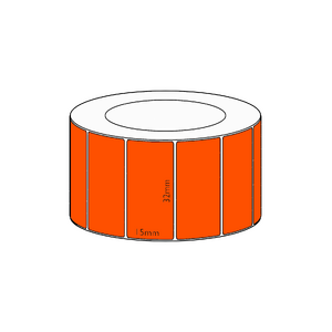 32x15mm Orange Direct Thermal Permanent Label, 2800 per roll, 38mm core