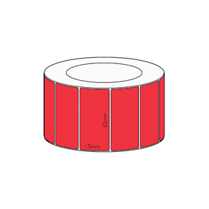 32x15mm Red Direct Thermal Permanent Label, 2800 per roll, 38mm core