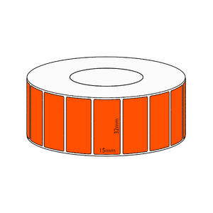 32x15mm Orange Direct Thermal Permanent Label, 8350 per roll, 76mm core