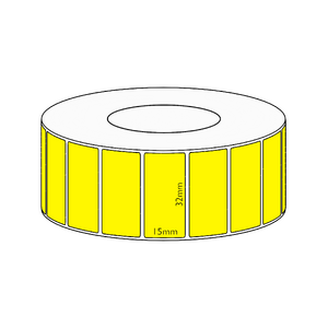 32x15mm Yellow Direct Thermal Permanent Label, 8350 per roll, 76mm core