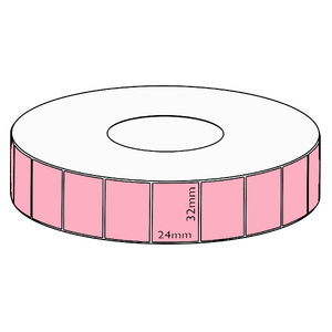 32x24mm Pink Direct Thermal Permanent Label, 5550 per roll, 76mm core