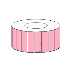 35x11mm Pink Direct Thermal Permanent Label, 3550 per roll, 38mm core