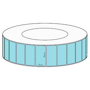 35x17mm Blue Direct Thermal Permanent Label, 7500 per roll, 76mm core
