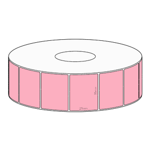 35x27mm Pink Direct Thermal Permanent Label, 1650 per roll, 38mm core
