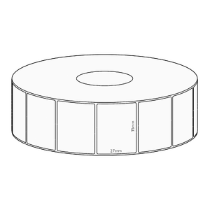 35x27mm Direct Thermal Permanent Label, 1650 per roll, 38mm core