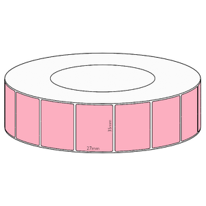 35x27mm Pink Direct Thermal Permanent Label, 5000 per roll, 76mm core