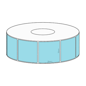 35x35mm Blue Direct Thermal Permanent Label, 1300 per roll, 38mm core