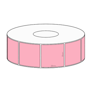 35x35mm Pink Direct Thermal Permanent Label, 1300 per roll, 38mm core