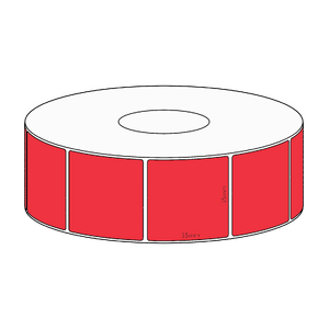 35x35mm Red Direct Thermal Permanent Label, 1300 per roll, 38mm core