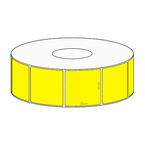35x35mm Yellow Direct Thermal Permanent Label, 1300 per roll, 38mm core