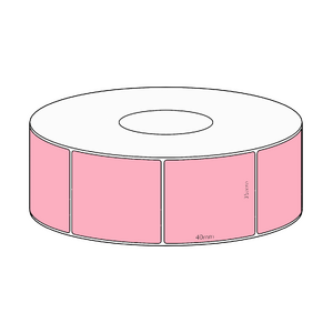 35x40mm Pink Direct Thermal Permanent Label, 1150 per roll, 38mm core