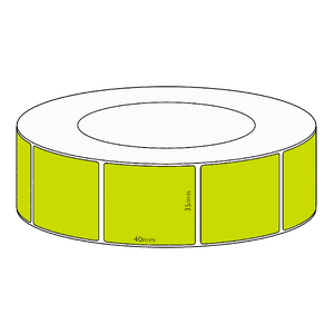 35x40mm Green Direct Thermal Permanent Label, 3500 per roll, 76mm core
