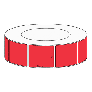 35x40mm Red Direct Thermal Permanent Label, 3500 per roll, 76mm core