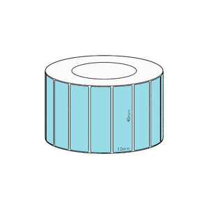 40x12mm Blue Direct Thermal Permanent Label, 3350 per roll, 38mm core