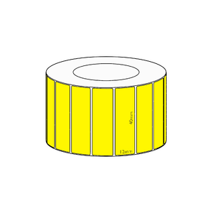 40x12mm Yellow Direct Thermal Permanent Label, 3350 per roll, 38mm core