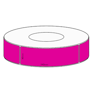 40x140mm Pink Crate Label for Woolworths, 1000 per roll, 76mm core