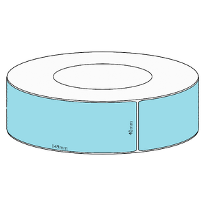 40x149mm Blue Direct Thermal Permanent Label, 1000 per roll, 76mm core