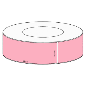 40x149mm Pink Direct Thermal Permanent Label, 1000 per roll, 76mm core