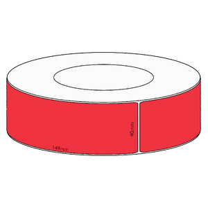 40x149mm Red Direct Thermal Permanent Label, 1000 per roll, 76mm core
