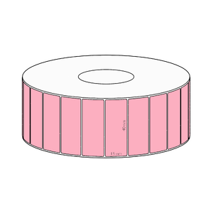 40x15mm Pink Direct Thermal Permanent Label, 2800 per roll, 38mm core