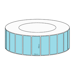 40x15mm Blue Direct Thermal Permanent Label, 8350 per roll, 76mm core