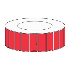 40x15mm Red Direct Thermal Permanent Label, 8350 per roll, 76mm core