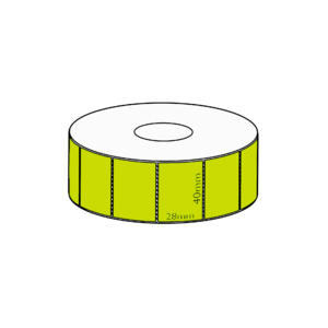40x28mm Green Direct Thermal Permanent Label, 2000 per roll, 38mm core, Perforated
