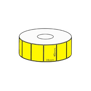 40x28mm Yellow Direct Thermal Permanent Label, 2000 per roll, 38mm core, Perforated