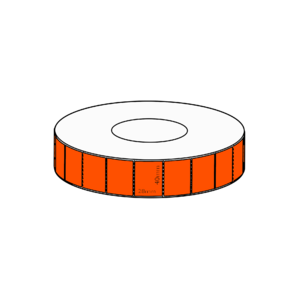 48x28mm Orange Direct Thermal Permanent Label, 4000 per roll, 76mm core, Perforated