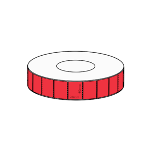 48x28mm Red Direct Thermal Permanent Label, 4000 per roll, 76mm core, Perforated