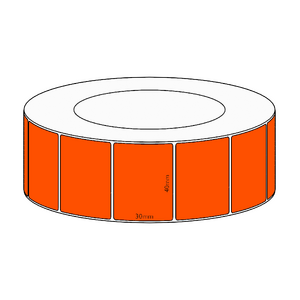 40x30mm Orange Direct Thermal Permanent Label, 4550 per roll, 76mm core