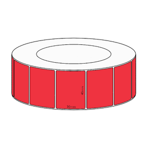 40x30mm Red Direct Thermal Permanent Label, 4550 per roll, 76mm core