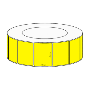 40x30mm Yellow Direct Thermal Permanent Label, 4550 per roll, 76mm core