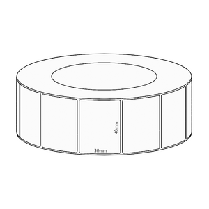 40x30mm Direct Thermal Permanent Label, 4550 per roll, 76mm core