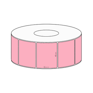 40x32mm Pink Direct Thermal Permanent Label, 1450 per roll, 38mm core
