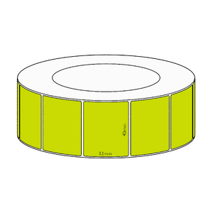 40x32mm Green Direct Thermal Permanent Label, 4300 per roll, 76mm core