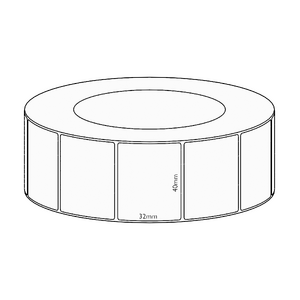 40x32mm Direct Thermal Permanent Label, 4300 per roll, 76mm core