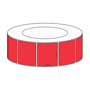 40x35mm Red Direct Thermal Permanent Label, 3950 per roll, 76mm core