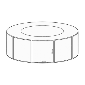 40x39mm Direct Thermal Permanent Label, 3550 per roll, 76mm core