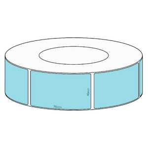 40x70mm Blue Direct Thermal Permanent Label, 2050 per roll, 76mm core