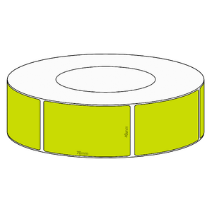 40x70mm Green Direct Thermal Permanent Label, 2050 per roll, 76mm core