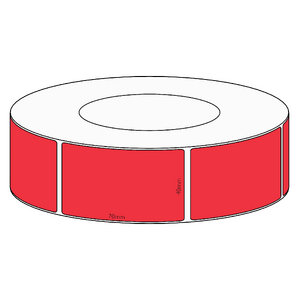 40x70mm Red Direct Thermal Permanent Label, 2050 per roll, 76mm core