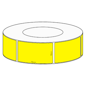 40x70mm Yellow Direct Thermal Permanent Label, 2050 per roll, 76mm core