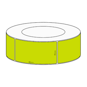 40x80mm Green Direct Thermal Permanent Label, 1800 per roll, 76mm core