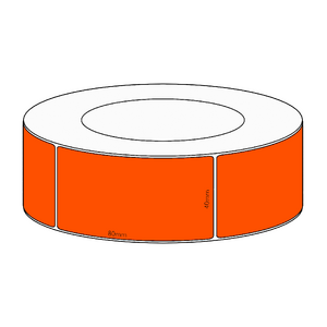 40x80mm Orange Direct Thermal Permanent Label, 1800 per roll, 76mm core