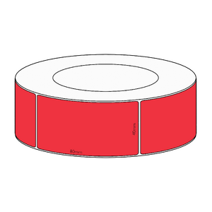 40x80mm Red Direct Thermal Permanent Label, 1800 per roll, 76mm core