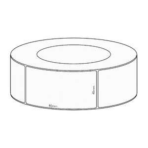 40x80mm Direct Thermal Permanent Label, 1800 per roll, 76mm core