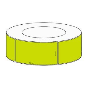 40x85mm Green Direct Thermal Permanent Label, 1700 per roll, 76mm core